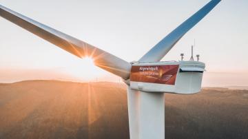 Sonnenuntergang im Bürgerwindpark Südliche Ortenau